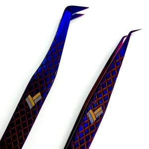 Extensions de cils en acier inoxydable japonais avec logo personnalisé Diamond Grip Pince à épiler plasma professionnelle Utilisation durable des sourcils Violet - Product Image 3