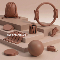 Kit d'entraînement Pilates et Yoga à domicile : Haltères, Ballon PVC mat, Tapis de yoga, Ensemble d'haltères en silicone, Lest de cheville et de poignet pour la gym et le studio