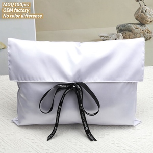 Bolsa de Satén con Lazo para Empacar Ropa Interior con Logotipo Personalizado, Bolsa de Seda de Lujo con Solapa Protectora para Empacar Pelucas - Product Image 1