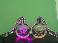 Porte-clés logo vierge cristal avec logo personnalisé Porte-clés logo voiture 3d gravé au laser lumière LED clignotante