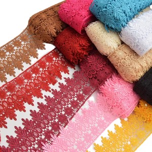 8,5 cm de ancho cadena soluble en agua Nigeria encaje recorte impreso poliéster código de barras cinta de encaje químico para vestidos - Product Image 1