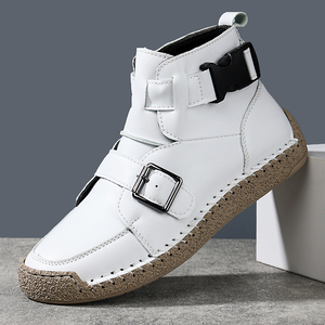 Stivali da Uomo in Pelle Scamosciata con Cinturino e Fibbia Metallica, Cuciture a Mano, Suola Flessibile in Gomma, Impermeabili, Traspiranti, Casual, per Camminata all'Aperto - Product Image 1