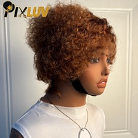 Perruque Pixie Cut en Cheveux Humains Naturels, Sans Colle, Cuticules Alignées, Perruques Brutes Blondes Frisées, Cheveux Humains Vietnamiens Bruts