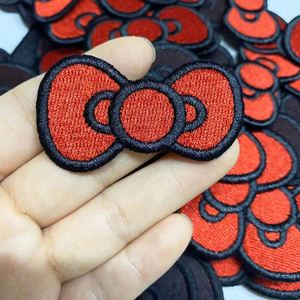 New Hot Iron on Embroidered <b>Red</b> Bowknot Patch for Hat Hoodies Decoration - Product Image 1
