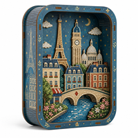 Kit de Peinture Diamant en Bois DIY, Cadre Paysage Miniature 3D, Artisanat en Bois Découpé au Laser Motif Skyline Américain, Personnalisé en Gros par l'Usine