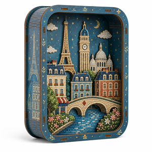 Kit de Peinture Diamant en Bois DIY, Cadre Paysage Miniature 3D, Artisanat en Bois Découpé au Laser Motif Skyline Américain, Personnalisé en Gros par l'Usine - Product Image 2