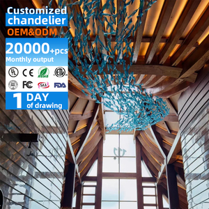 Hiện đại khách sạn sang trọng sảnh tiệc hội trường biệt thự dự án chiếu sáng phòng khách treo đèn chùm Bắc Âu với sóng nghệ thuật thủy tinh - Product Image 4