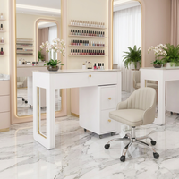 Table de manucure moderne en cuir blanc pour salon et chambre à coucher, bureau à ongles durable