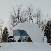 Tentes dôme géodésiques de glamping avec salle de bain, façade vitrée ronde pour hôtels et maisons