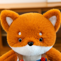 Oreiller en peluche renard et écureuil avec salopette - Jouet animal mignon habillé pour filles, idée cadeau douce
