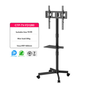 Economical Modern Rolling Height Adjustable Portable Mobile <strong>TV</strong> Trolley Cart <strong>Pedestal</strong> <strong>Stand</strong> With Wheels Rotate - Product Image 2