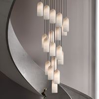 Lustre en albâtre pour escalier en colimaçon et plafond haut, luminaire suspendu cascade design pour hall d'entrée, foyer, villa et hall d'accueil