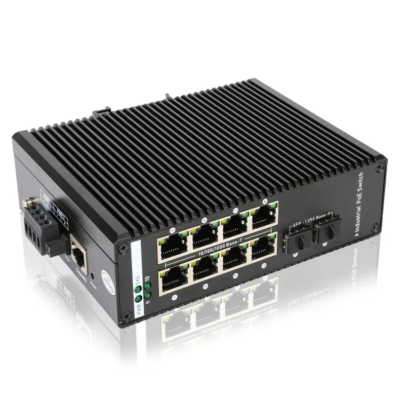 OEM 4 8 16 24 ports managed Ethernet industrial switch with 2/4 SFP Fiber Solt IP40 PoE Switch gigabit network port