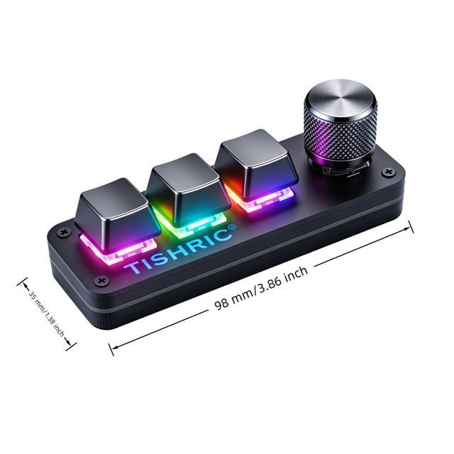 3+1,4-key Macro Keyboard with Rotary Knob, Suitable for Stock Trading, One-click Editing
