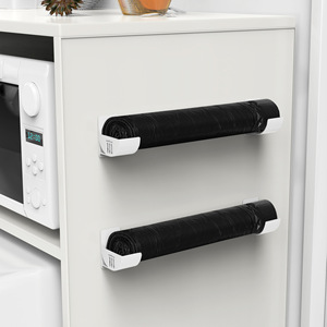 Soporte para bolsas de basura y film transparente para montar en la pared, color blanco, paquete de 2, organizador de almacenamiento para cocina, para uso en el gabinete lateral del refrigerador - Product Image 2