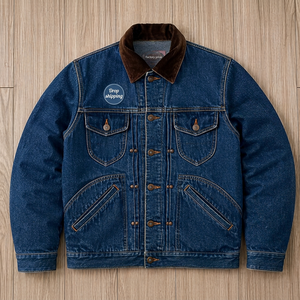 Unisex High Quality <b>Customized</b> <b>Denim</b> <b>Jacket</b> with Embroidered Logo Puff Printed Coat for Casual Winter Style Jeans Material - Product Image 1