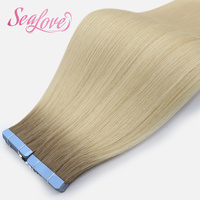 Extensions de cheveux humains à double trame adhésive en gros, couleur personnalisée, extensions de cheveux à bandes régulières