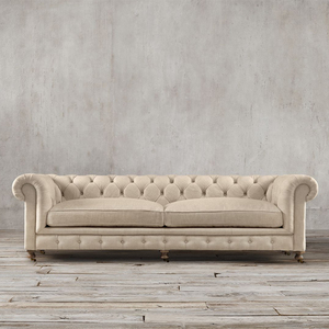 Antique American Classic Living Room Fabrics <strong>3</strong> <strong>Piece</strong> Tufted Rice White Chesterfield <strong>Sofa</strong> <strong>Set</strong> - Product Image 1
