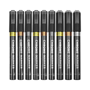 Marqueurs chromés à <span class=keywords><strong>miroir</strong></span> argenté, stylos à peinture chromée à <span class=keywords><strong>miroir</strong></span> réfléchissant, marqueurs de réparation de modèles de bricolage de voiture d'art à haute brillance - Product Image 2