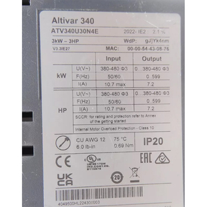 ไดรฟ์ปรับความเร็วรอบ Schneider ATV340U30N4E Altivar Machine ATV340 3kW สำหรับงานหนัก 400V 3 เฟส พร้อม Ethernet - Product Image 5