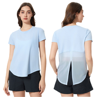 Nouveau T-shirt de yoga à col rond et manches courtes pour l'été – Haut de sport doux, respirant et en maille pour l'entraînement quotidien et les loisirs