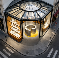 Présentoir de montres et bijoux haut de gamme, design pop-up, en acier inoxydable courbé, éclairage LED, design 3D de haute qualité, rétroéclairé, direct usine