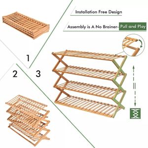 Étagère de présentation de chaussures moderne <span class=keywords><strong>en</strong></span> <span class=keywords><strong>bambou</strong></span> naturel écologique à bas prix pour la maison - Product Image 5