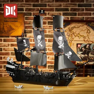 Deke <span class=keywords><strong>Creation</strong></span> DK6001 Nave Pirata Perla Nera, Blocchi di Costruzione a Particelle Piccole, Plastica ABS, Modello da Assemblare in 40 Pezzi, Giocattolo Animali - Product Image 4