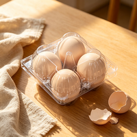 Boîte à œufs en plastique transparent à 4 compartiments, avec couvercle rabattable, jetable et empilable, pour l'emballage des œufs à l'hôtel, au café, à la maison ou pour le petit-déjeuner.