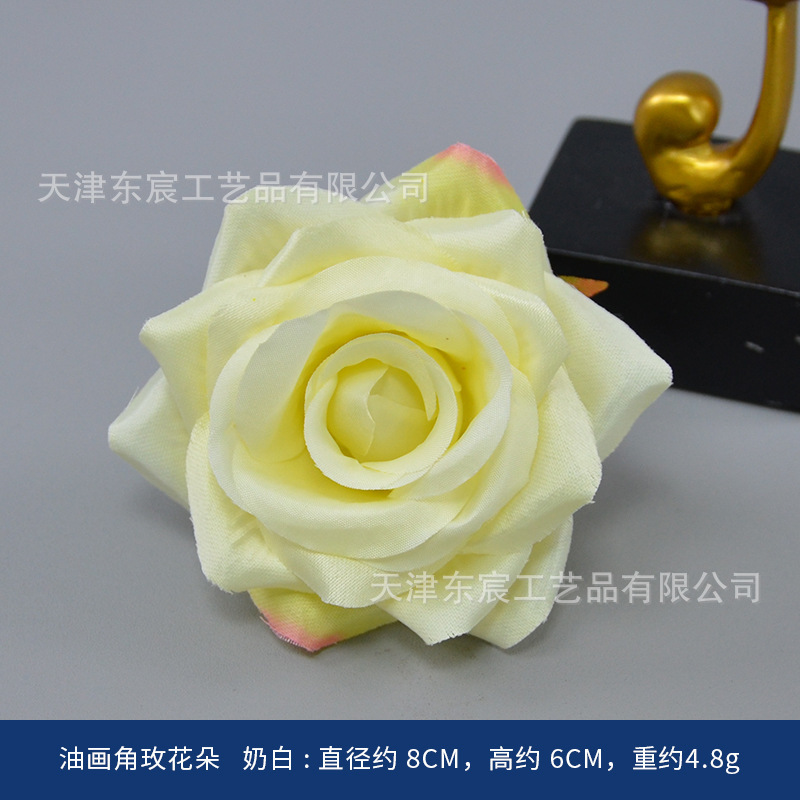 Oil painting corner rose flowers, milky white