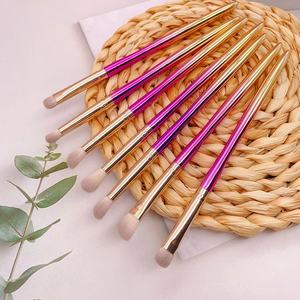 8pcs Face Makeup <b>Brush</b> Set Synthetic Hair Plastic Handle Aluminum Ferrule Concealer Shaving <b>Brush</b> Customizable Cosmetic Kit - Product Image 5
