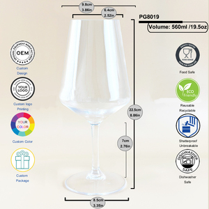 Ly nhựa không vỡ, không BPA, an toàn với máy rửa chén, 560ml, chất liệu Tritan, ly rượu vang đỏ, ly uống nước - Product Image 2