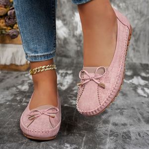 Mocassins plats roses à bout pointu pour femmes, chaussures décontractées style ballerine à semelle légère, confortables et faciles à enfiler - Product Image 4