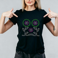 Transfert thermocollant personnalisé en gros avec motif floral en strass pour vêtements et t-shirts