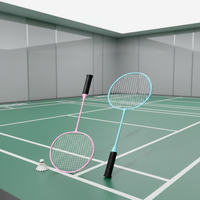 Raquette de badminton double, officielle, pour débutants, ultra légère, entièrement en carbone, dureté modérée, raquette d'entraînement