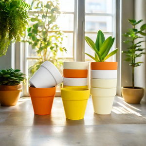 Mini macetas personalizadas de arcilla de 2,5 pulgadas para suculentas y plantas de cactus, terracota dorada de escritorio con aplicación de decoración de pared para colorear mate - Product Image 5