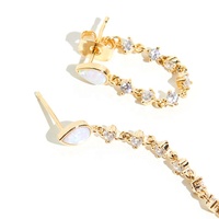 Boucles d'oreilles en argent 925 Gemnel, faites à la main, plaquées or 18 carats, avec opale Tai et zircon, vente en gros