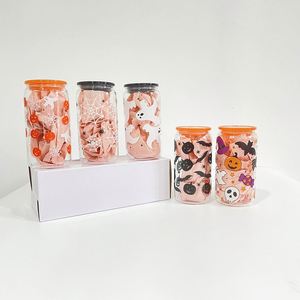 Verre en borosilicate coloré de 16 oz avec impression UV 3D, couvercle en PP, paille transparente, motifs citrouille, fantôme et abeille, pour la maison, le bureau, les voyages et le camping - Product Image 4