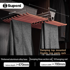 Porte-pantalon moderne à double rangée, tiroir coulissant en métal pour armoire - Product Image 3