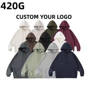 เสื้อฮู้ดดี้ผู้ชายสไตล์ญี่ปุ่นแบบลำลองสั่งทำโลโก้ได้ ขายส่ง น้ำหนัก 420GSM 11 สีให้เลือก ทรงหลวม มีกระเป๋าจิงโจ้ - Product Image 1