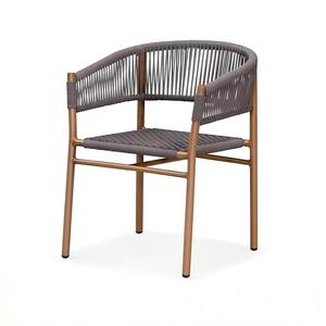 Chaise de salle à manger en aluminium imperméable Nordic Rope, chaise de bar extérieure en aluminium pour terrasse, restaurant, jardin, hôtel - Product Image 4