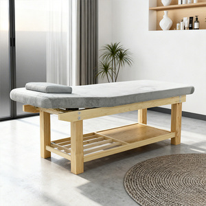Respaldo de diseño Simple tailandés, mesa de masaje de madera de elevación Manual, camas de masaje para salón de belleza, cama de belleza de Spa con gran espacio de almacenamiento - Product Image 3