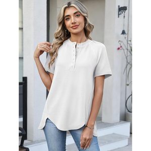 Blusa Informal Holgada de Manga Corta con Botones Delanteros y Tejido Waffle para Mujer, Transpirable, Primavera-Verano 2026, Marca FOXA - Product Image 3