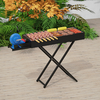 Barbecue au charbon pliable à prix d'usine, facile à utiliser, avec brosses de nettoyage, barbecue portable avec souffleur d'air