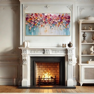 Cuadro Grande de Arte Contemporáneo: Pintura Abstracta de Pétalos Vibrantes en Lienzo para Decoración de Dormitorio y Sala de Estar, Estética Suave para el Hogar - Product Image 3