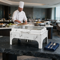 Langlebiges 9L Rechteckiges Glas & Edelstahl Luxus-Chafing Dish Buffet-Set mit Gasheizung für Hotel- und Restaurantnutzung