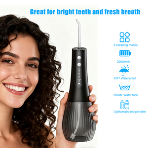 Hydropulseur <span class=keywords><strong>Dentaire</strong></span> Portable Rechargeable 5 Modes avec Réservoir d'Eau 500ML Étanche pour Nettoyage des Dents - Product Image 2