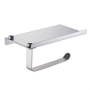 Porte-papier toilette et support de téléphone portable en acier inoxydable de luxe léger avec miroir, double support de papier toilette suspendu pour usage hôtelier - Product Image 3
