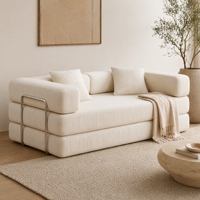 Sofá Cama Modular Simple y Moderno de Pana, Cómodo y Ecológico, para Hotel o Villa, con Funda Extraíble y Secciones Plegables para Espacios Pequeños