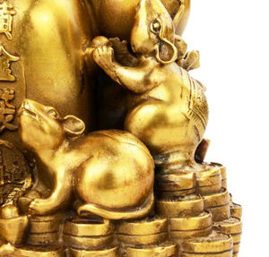 황동 재료 중국 조디악 5pcs 돈 가방에 대 한 쥐 동물 동상 - Product Image 6